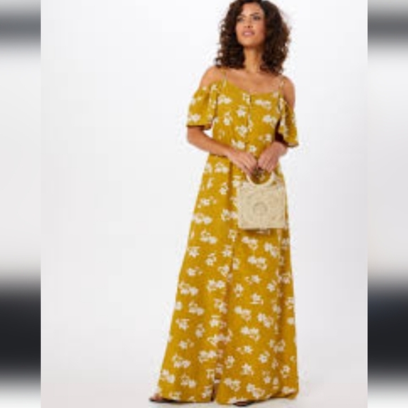 Billabong Citrus Floral Shoulder Sway Button-Front Off-Shoulder Maxi Dress - Picture 2 of 4